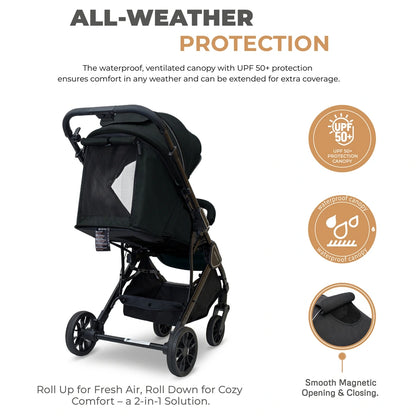 Neobreez Quint Reversible Handle Compact Travel Stroller (Black)