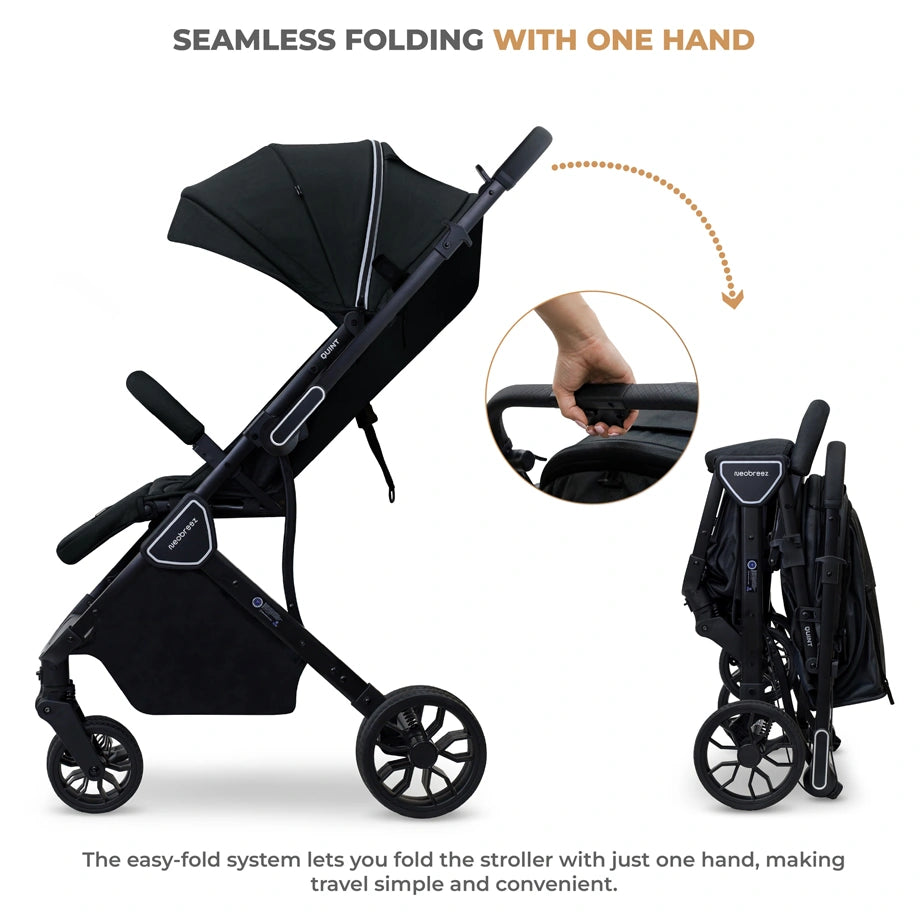 Neobreez Quint Reversible Handle Compact Travel Stroller (Black)