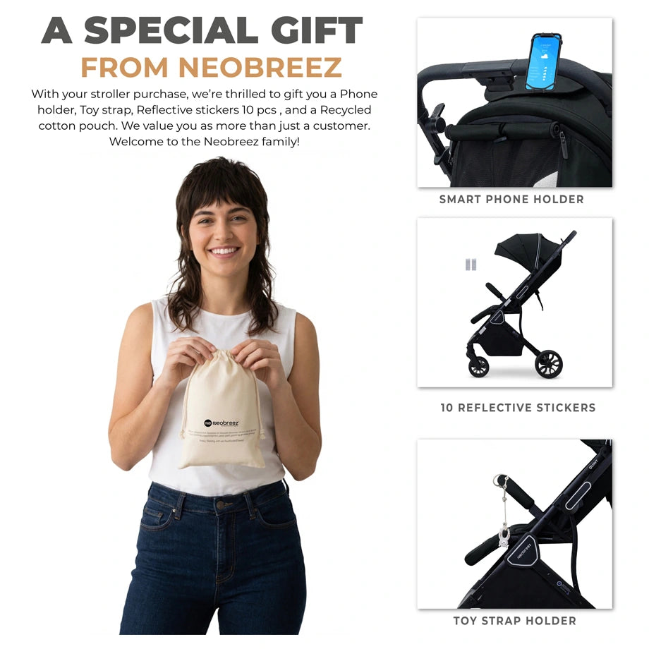 Neobreez Quint Reversible Handle Compact Travel Stroller (Black)