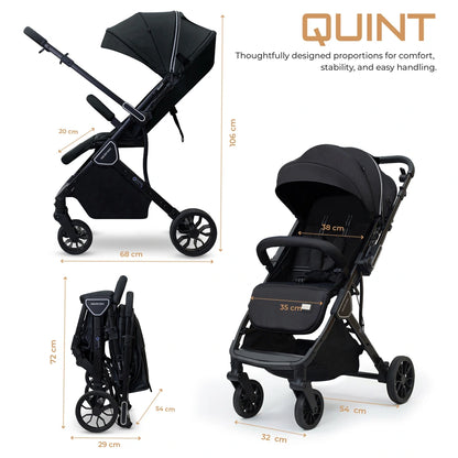 Neobreez Quint Reversible Handle Compact Travel Stroller (Black)