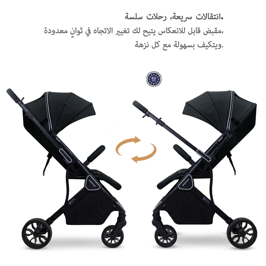 Neobreez Quint Reversible Handle Compact Travel Stroller (Black)