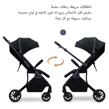 Neobreez Quint Reversible Handle Compact Travel Stroller (Black)