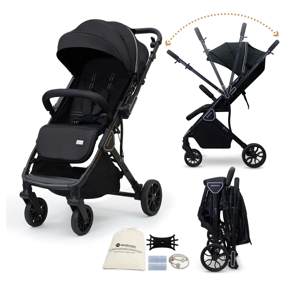 Neobreez Quint Reversible Handle Compact Travel Stroller (Black)