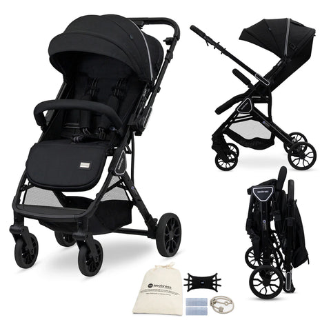 Neobreez Quint Reversible Handle Compact Travel Stroller (Black