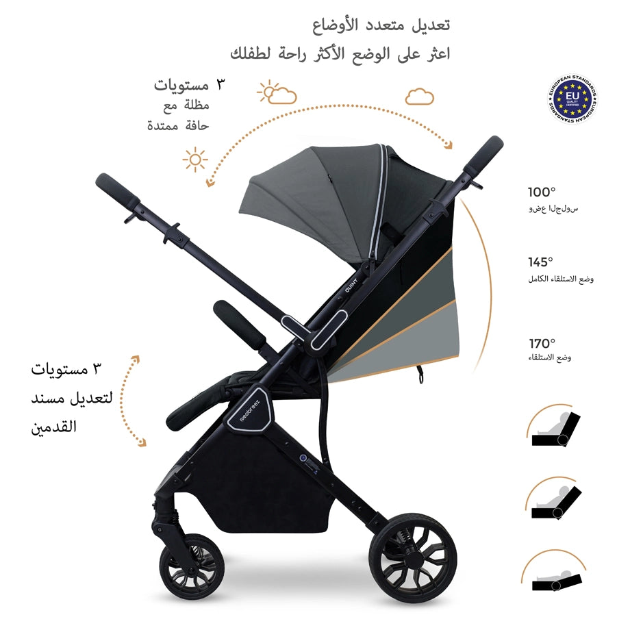 Neobreez Quint Reversible Handle Compact Travel Stroller (Black)