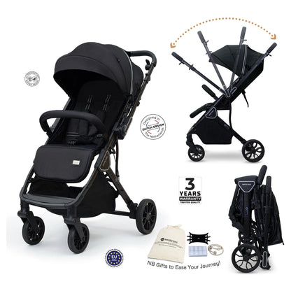 Neobreez Quint Reversible Handle Compact Travel Stroller (Black)