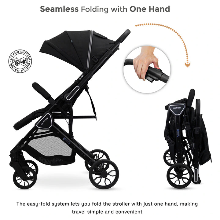 Neobreez Quint Reversible Handle Compact Travel Stroller (Black)