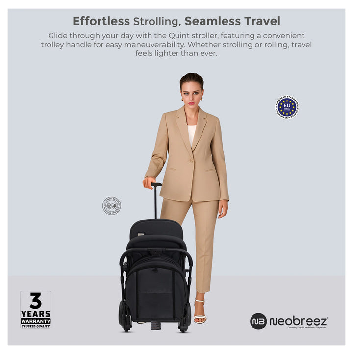 Neobreez Quint Reversible Handle Compact Travel Stroller (Black)