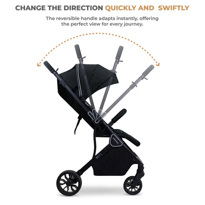 Neobreez Quint Reversible Handle Compact Travel Stroller (Black)