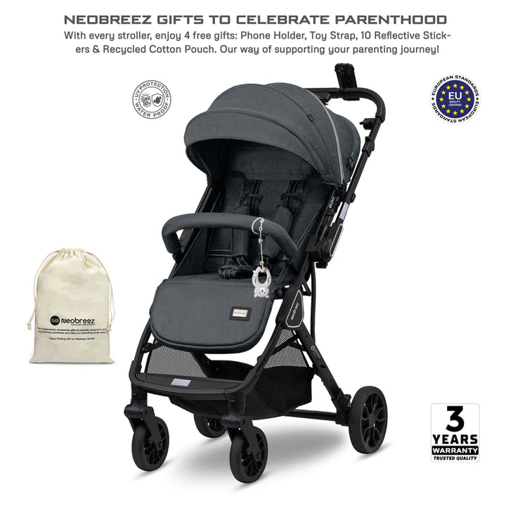Neobreez Quint Reversible Handle Compact Travel Stroller (Grey)