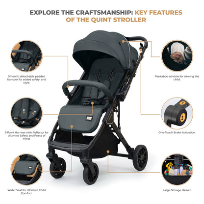 Neobreez Quint Reversible Handle Compact Travel Stroller (Grey)