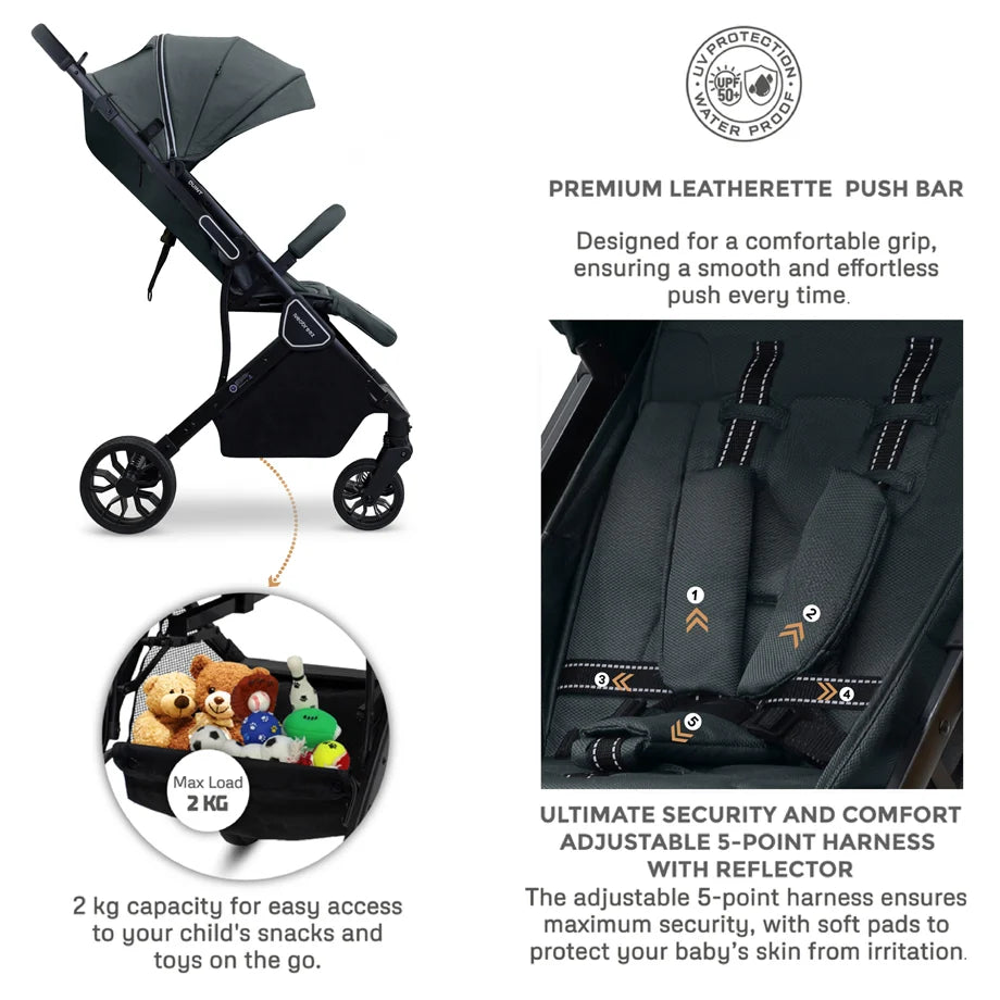 Neobreez Quint Reversible Handle Compact Travel Stroller (Grey)