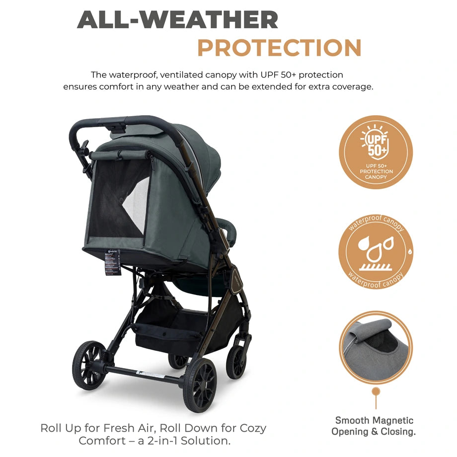 Neobreez Quint Reversible Handle Compact Travel Stroller (Grey)