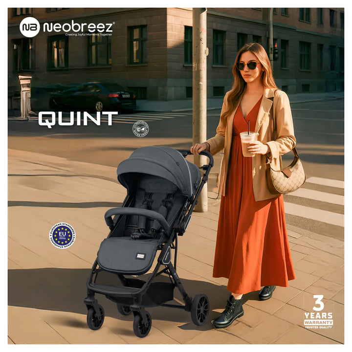 Neobreez Quint Reversible Handle Compact Travel Stroller (Grey)