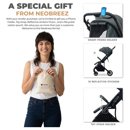 Neobreez Quint Reversible Handle Compact Travel Stroller (Grey)