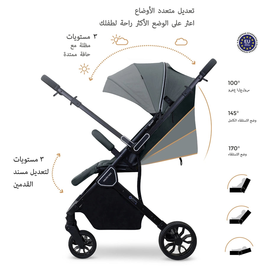 Neobreez Quint Reversible Handle Compact Travel Stroller (Grey)