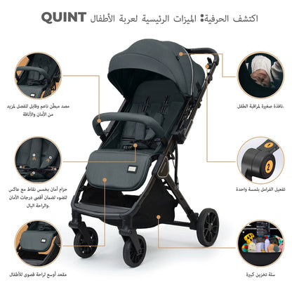 Neobreez Quint Reversible Handle Compact Travel Stroller (Grey)