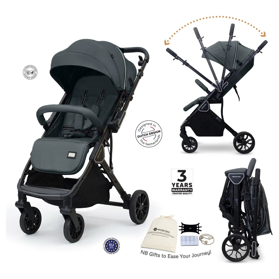 Neobreez Quint Reversible Handle Compact Travel Stroller (Grey)
