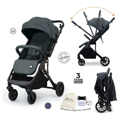 Neobreez Quint Reversible Handle Compact Travel Stroller (Grey)