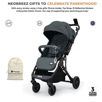 Neobreez Quint Reversible Handle Compact Travel Stroller (Grey)