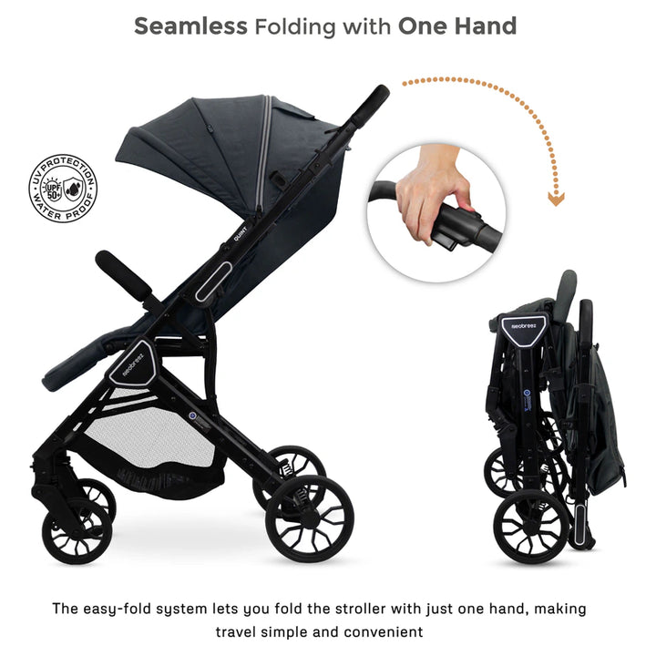 Neobreez Quint Reversible Handle Compact Travel Stroller (Grey)