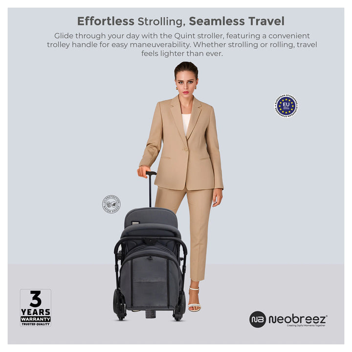 Neobreez Quint Reversible Handle Compact Travel Stroller (Grey)