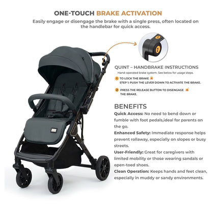 Neobreez Quint Reversible Handle Compact Travel Stroller (Grey)