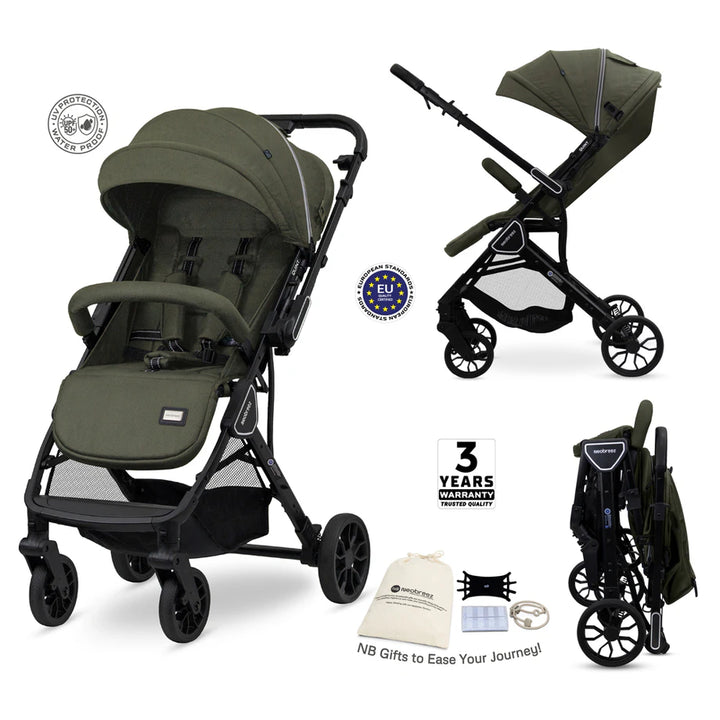 Neobreez Quint Reversible Handle Compact Travel Stroller (Green
