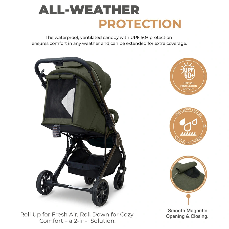 Neobreez Quint Reversible Handle Compact Travel Stroller (Green)