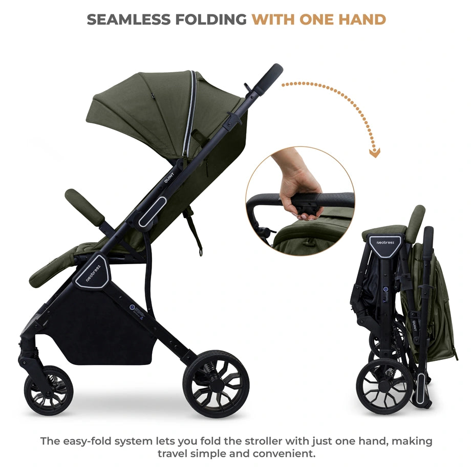 Neobreez Quint Reversible Handle Compact Travel Stroller (Green)
