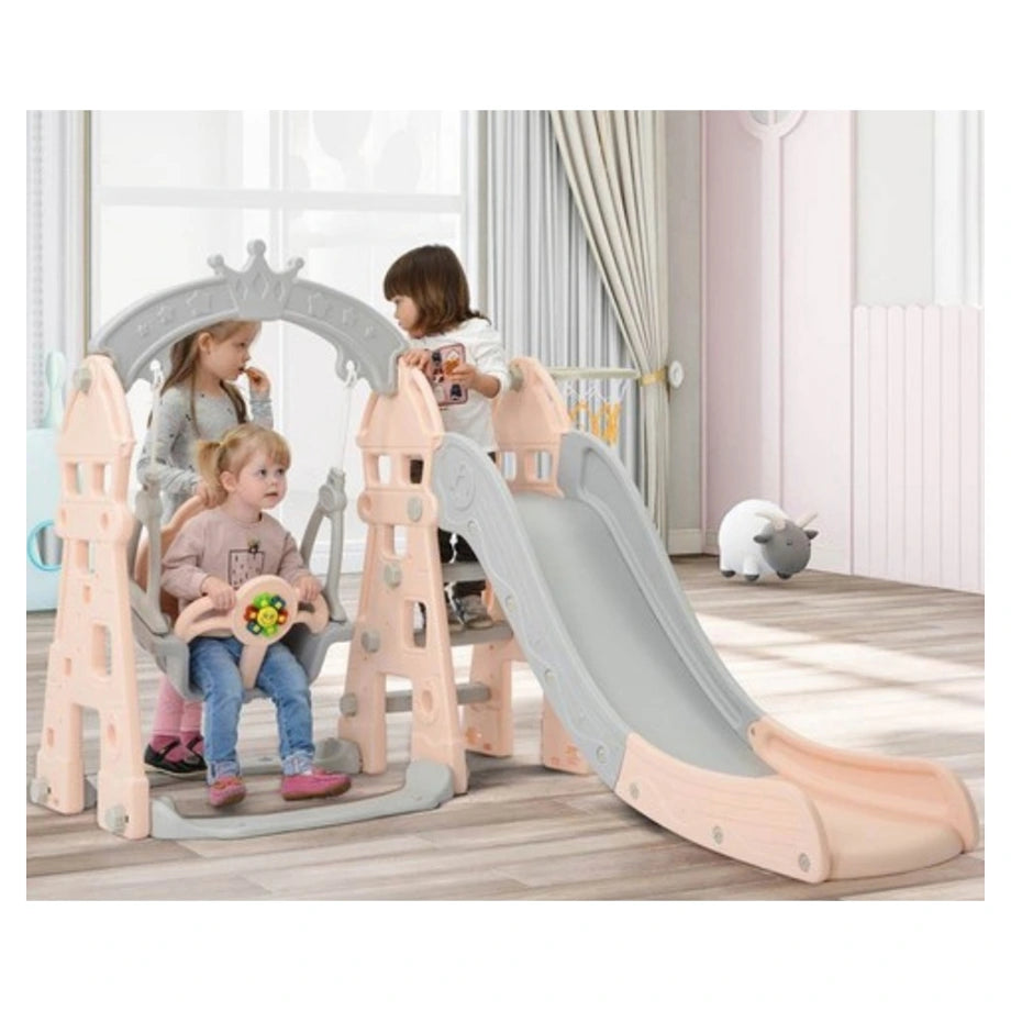 Little Angel Kids Slide And Swing 3-In-1 Activity Playset