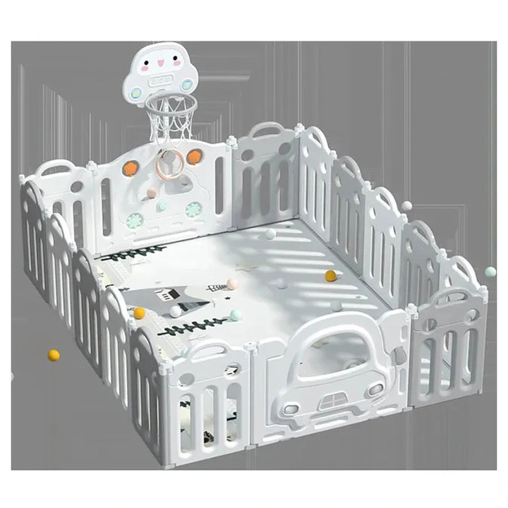Little Angel Kids Playpen - 160 x 126 x 62cm (White/Grey)