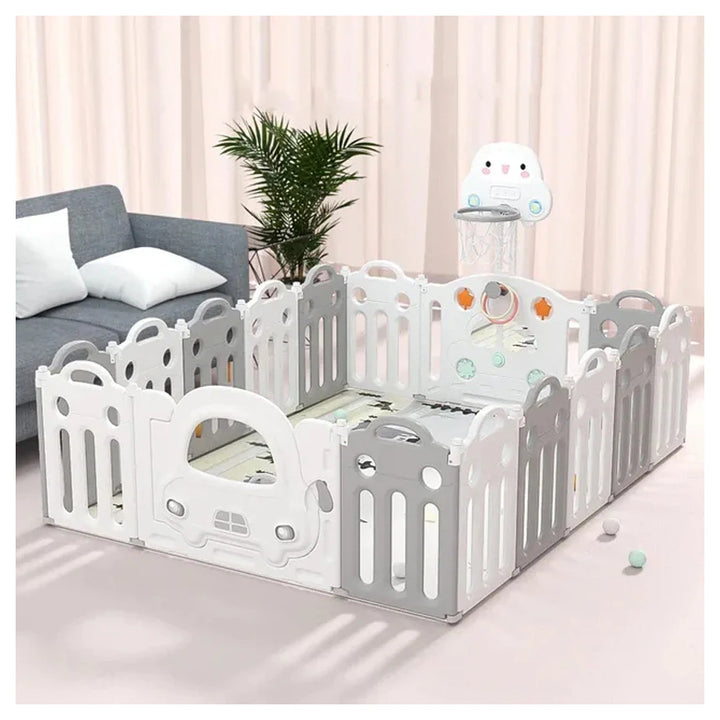 Little Angel Kids Playpen - 160 x 126 x 62cm (White/Grey)
