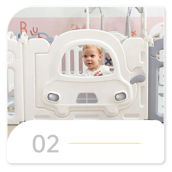 Little Angel Kids Playpen - 160 x 126 x 62cm (White/Grey)