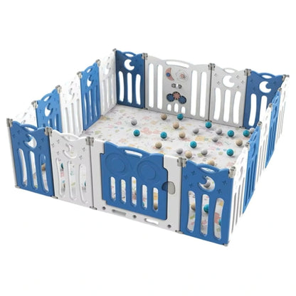 Little Angel Foldable Baby Playpen With Fence For Indoor (Blue)
