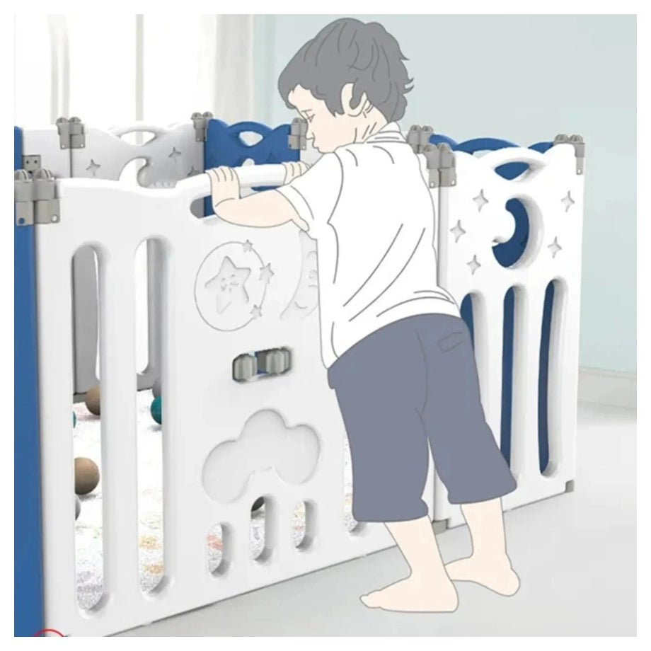 Little Angel Foldable Baby Playpen With Fence For Indoor (Blue)
