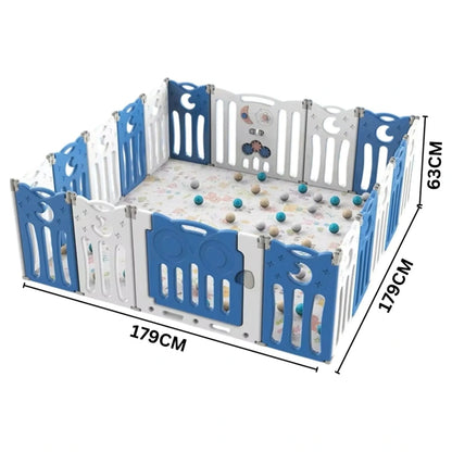 Little Angel Foldable Baby Playpen With Fence For Indoor (Blue)