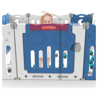 Little Angel Foldable Baby Playpen With Fence For Indoor (Blue)