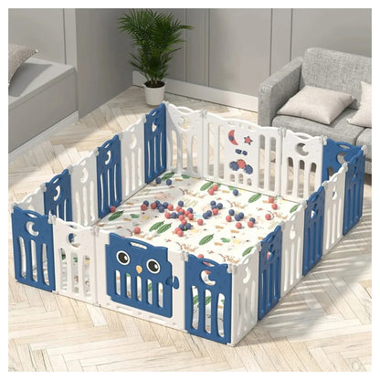 Little Angel Foldable Baby Playpen With Fence For Indoor (Blue)