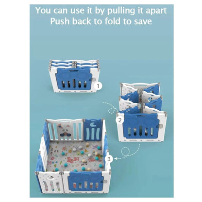Little Angel Foldable Baby Playpen With Fence For Indoor (Blue)