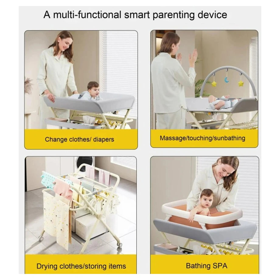 Little Angel Baby Changing Foldable Table With Storage (Shelf Grey)