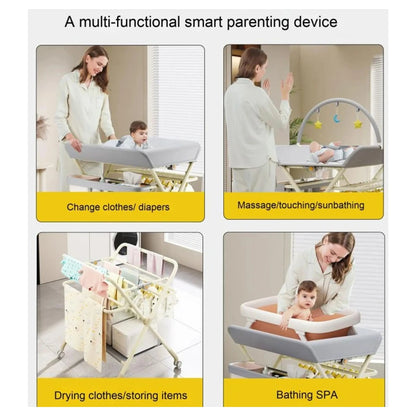 Little Angel Baby Changing Foldable Table With Storage (Shelf Grey)
