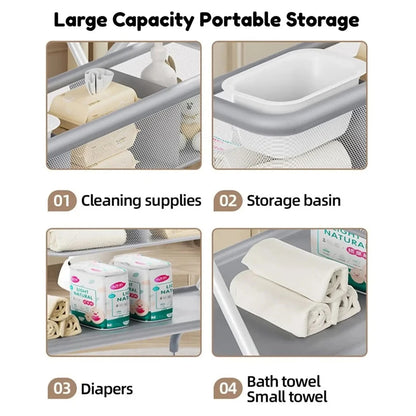 Little Angel Baby Changing Foldable Table With Storage (Shelf Grey)