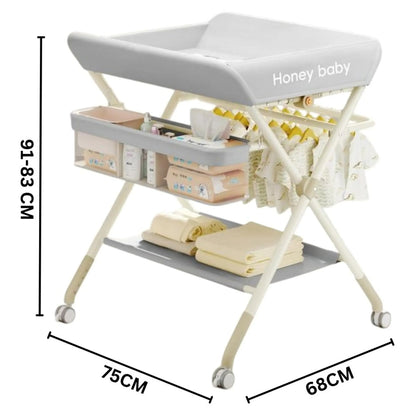 Little Angel Baby Changing Foldable Table With Storage (Shelf Grey)