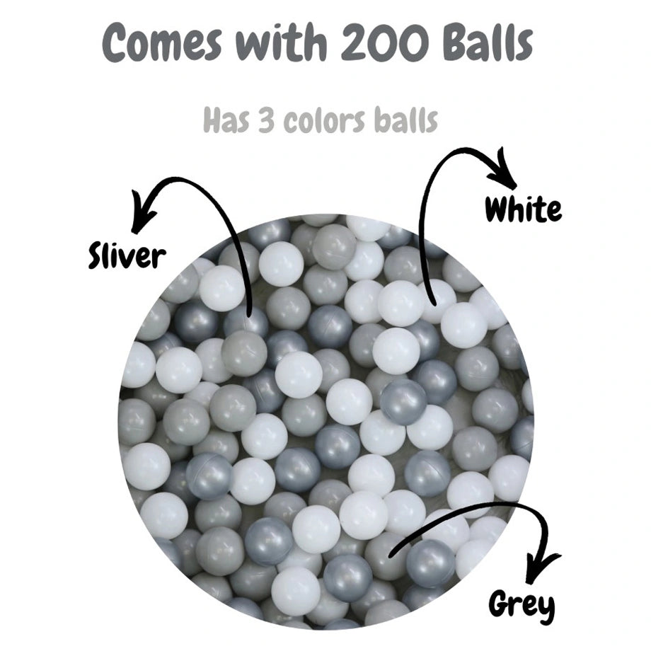 Little Angel Soft Foam Ball Pit Baby Playpen And Ball Pool 200 Balls (Grey)