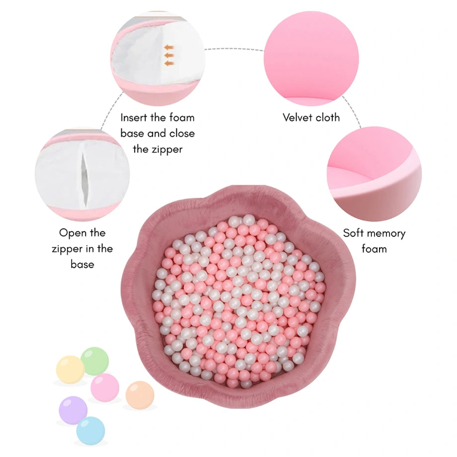 Little Angel Soft Foam Ball Pit Baby Playpen And Ball Pool - 200 Balls (Rose Pink)