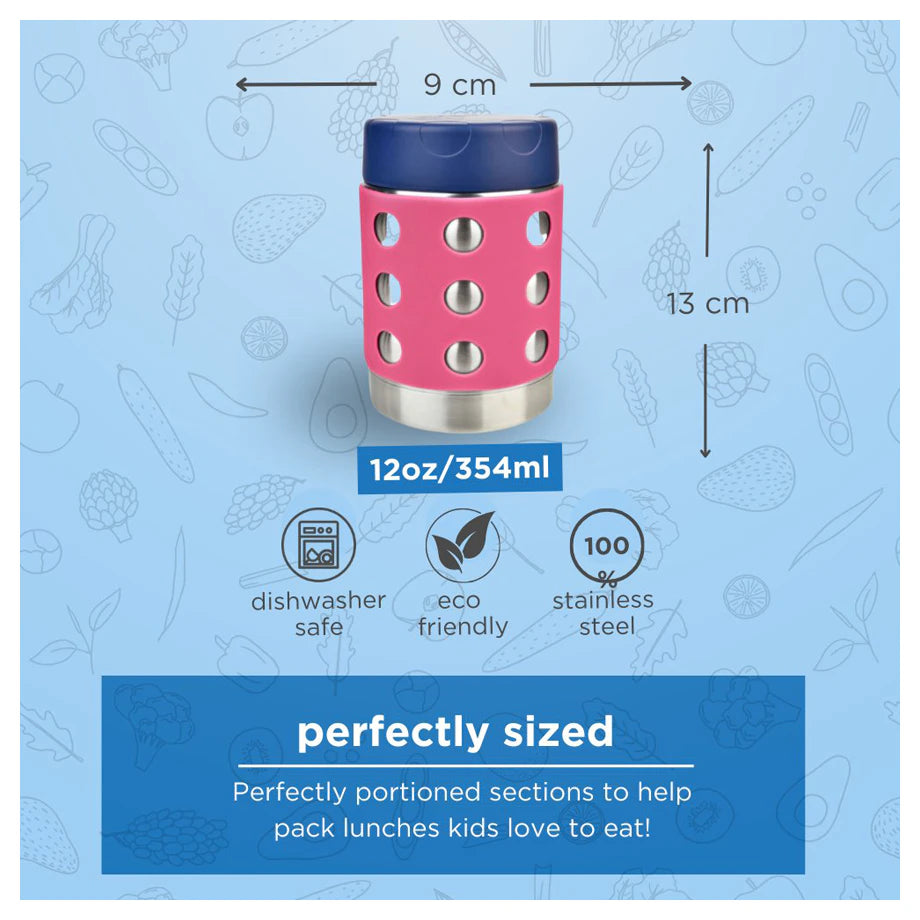 Thermal Dots Food Jar 12oz (Pink)