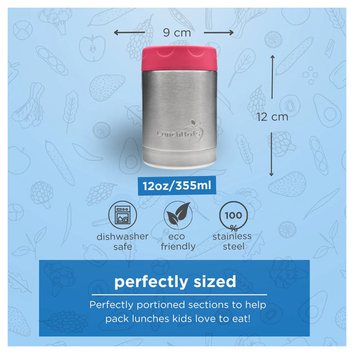 Lunchbots Wide Thermal Food Jar 12oz (Pink)