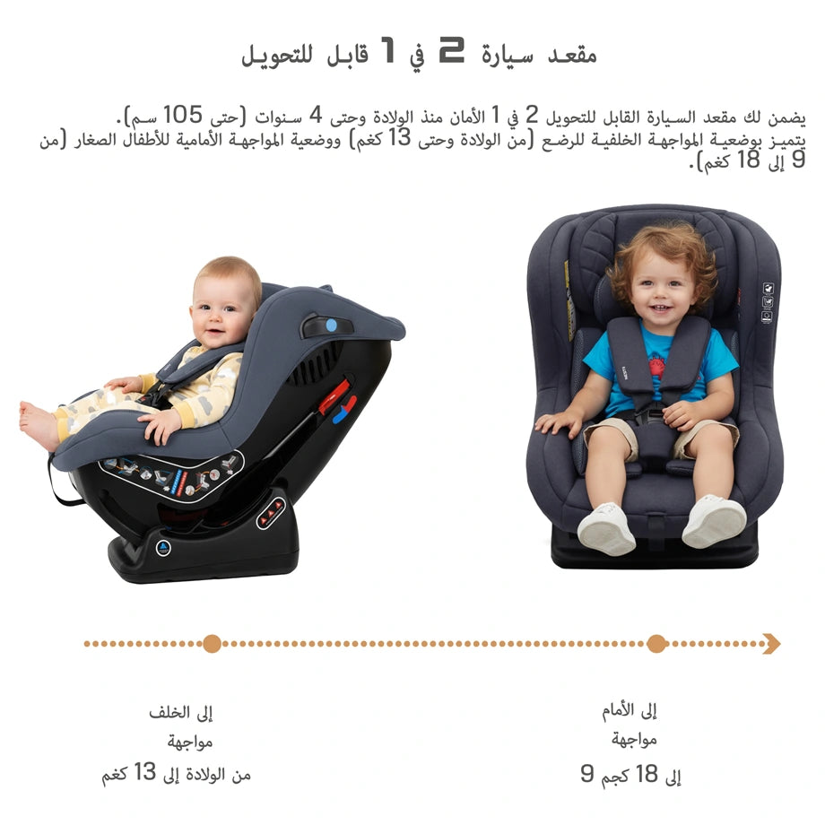 نيوبريز نيستيي 2-آين1 كونفيرتيبل بيبي آينفانت كار سيت (رمادي)