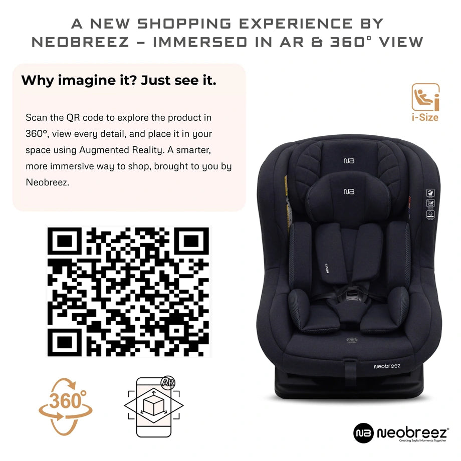 Neobreez Nestii 2-In-1 Convertible Baby Infant Car Seat (Black)